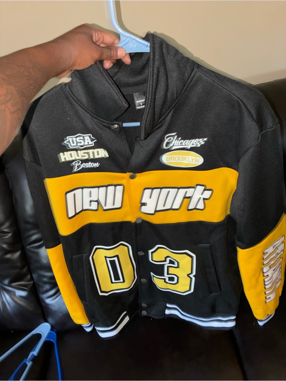New York Black & Yellow Varsity Jacket